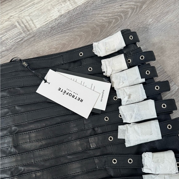 NWT Retrofete Ivory Leather Skirt Buckle - Picture 7 of 10